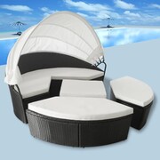vidaXL Zestaw wypoczynkowy z zadaszeniem, 11 części, rattan PE, czarny vidaXL 42584