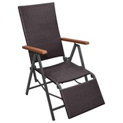 vidaXL Rozkładane krzesło polirattanu, brązowe, 55 x 68 x 107 cm vidaXL 42765
