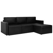 vidaXL 3-osobowa sofa rozkładana, tapicerowana sztuczną skórą, czarna vidaXL 245549