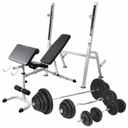 vidaXL Ławka do ćwiczeń ze stojakiem, sztangami i hantlami, 120 kg vidaXL 275376
