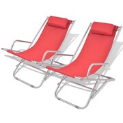 vidaXL Leżaki o stalowych ramach, 2 szt., 69x61x94 cm, czerwone vidaXL 42937