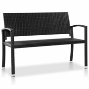 vidaXL Ławka ogrodowa z polirattanu, 122 x 60 x 87 cm, czarna vidaXL 43980