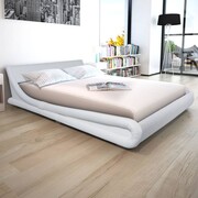 vidaXL Łóżko ze sztucznej skóry z materacem 160 x 200 cm, białe vidaXL 273930