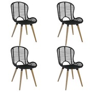 vidaXL Krzesła ogrodowe, 4 szt, naturalny rattan, 48x64x85 cm, czarne vidaXL 246808
