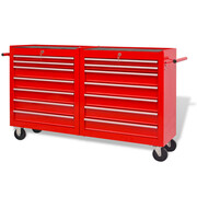 vidaXL Wózek narzędziowy z 14 szufladami, stalowy, czerwony vidaXL 142351