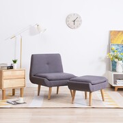 vidaXL Fotel tapicerowany tkaniną z podnóżkiem, szary vidaXL 246983