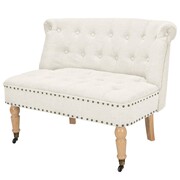 vidaXL Kanapa dwuosobowa, materiałowa, 94 x 67 x 76 cm, biała vidaXL 244706