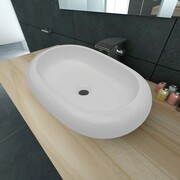 vidaXL Luksusowa umywalka owalny kształt 63 x 42 cm biała vidaXL 140673