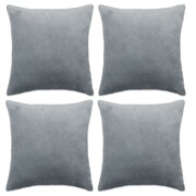 vidaXL Poszewki na poduszki, 4 szt., welur, 50 x 50 cm, szare vidaXL 132940