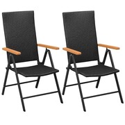 vidaXL Krzesła ogrodowe, 2 sztuki, polirattan, aluminium, czarne vidaXL 42798