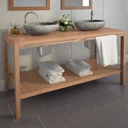 vidaXL Szafka łazienkowa pod 2 umywalki, drewno tekowe, 132x45x75 cm vidaXL 246493