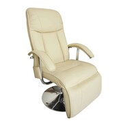 vidaXL Elektryczny fotel masujący z eko-skóry, regulowany, kremowy vidaXL 240065