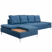 vidaXL Sofa w kształcie L, niebieska, taca drewniana, XXL, 300 cm vidaXL 244717