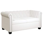 vidaXL Sofa 2-osobowa w stylu Chesterfield, sztuczna skóra, biała vidaXL 242371