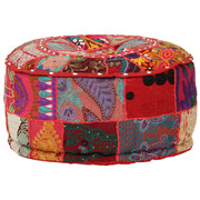 vidaXL Okrągły puf patchworkowy, ręcznie robiony, 40x20 cm, czerwony vidaXL 246571