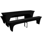 vidaXL 3 czarne, rozciągliwe pokrowce na stół i ławki 220 x 50 x 80 cm vidaXL 130794