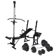 vidaXL Ławka do ćwiczeń ze stojakiem, sztangami i hantlami, 120 kg vidaXL 275374