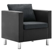 vidaXL Fotel obity sztuczną skórą, czarno-ciemnoszary vidaXL 247167