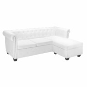 vidaXL Sofa Chesterfield w kształcie litery L, sztuczna skóra, biała vidaXL 275225