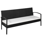 vidaXL Sofa 3-osobowa z polirattanu, 158x58x72 cm, czarna i kremowa vidaXL 44181