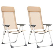 vidaXL Składane krzesła turystyczne, 2 szt., kremowe, aluminiowe vidaXL 44306