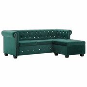 vidaXL Sofa Chesterfield z leżanką, aksamit, 199x142x72 cm, zielona vidaXL 247151
