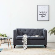 vidaXL Sofa 2-osobowa w stylu Chesterfield, materiałowa, szara vidaXL 247159