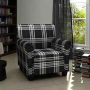vidaXL Fotel materiałowy z poduchą na siedzisku, czarny vidaXL 240977