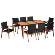 vidaXL Zestaw mebli do ogrodu, 9 części, polirattan, czarno-brązowy vidaXL 44078