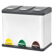 vidaXL Kosz do segregacji śmieci z pedałami, stal nierdzewna, 3 x 8 L vidaXL 50601