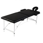 vidaXL Czarny składany stół do masażu 2 strefy z aluminiową ramą vidaXL 110088