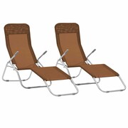 vidaXL Składane leżaki z bujaną ramą, 2 szt., textilene, taupe vidaXL 44341
