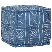 vidaXL Kwadratowy puf bawełniany ze wzorem, 40 x 40 cm, indygo vidaXL 246579