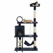 vidaXL Drapak dla kota ze słupkami sizalowymi, 140 cm, granatowy vidaXL 170587