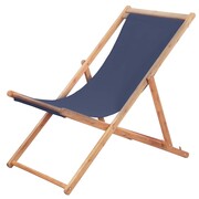 vidaXL Składany leżak plażowy, tkanina, niebieski vidaXL 44000