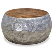 vidaXL Stolik kawowy, aluminium, drewno tekowe, 60 x 60 x 30 cm vidaXL 244549