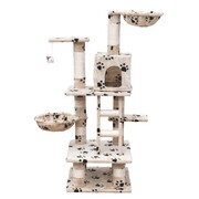 vidaXL Drapak dla kota 122 cm Pluszowy Beżowy z motywem w łapki vidaXL 170135