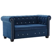 vidaXL Sofa Chesterfield, 2-os., aksamit, 146x75x72 cm, niebieska vidaXL 247140