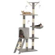 vidaXL Drapak dla kota z sizalowymi słupkami, 138 cm, szary vidaXL 170578