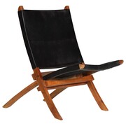 vidaXL Fotel z prawdziwej skóry, 59 x 72 x 79 cm, czarny vidaXL 246364
