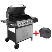 vidaXL Grill gazowy ze strefą gotowania 6+1, kolor czarno-srebrny vidaXL 273793