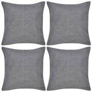 vidaXL 4 Antracytowe poszewki na poduszki o wyglądzie lnianym 50 x 50 cm vidaXL 130947