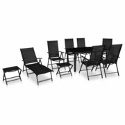 vidaXL Zestaw mebli ogrodowych z aluminium, 10 części, czarny, składany vidaXL 41739