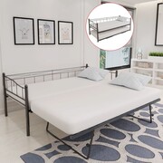 vidaXL Łóżko rozkładane tylko rama 211x100x95 cm stal czarne vidaXL 242682