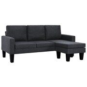 vidaXL Sofa 3-osobowa z pufem, obicie z tkaniny, ciemnoszara vidaXL 245573