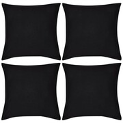 vidaXL 4 Czarne bawełniane poszewki na poduszki 40 x 40 cm vidaXL 130904