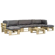 vidaXL Ogrodowe meble z palet, 6 szt., drewno FSC + szare poduszki vidaXL 275321
