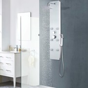 vidaXL Panel prysznicowy, szkło, 25 x 44,6 x 130 cm, biały vidaXL 142992