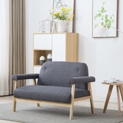 vidaXL Sofa 2-osobowa tapicerowana materiałem, ciemnoszara vidaXL 246646