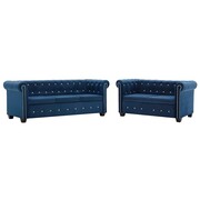 vidaXL Zestaw sof w stylu Chesterfield, 2 szt., aksamit, niebieskie vidaXL 275616